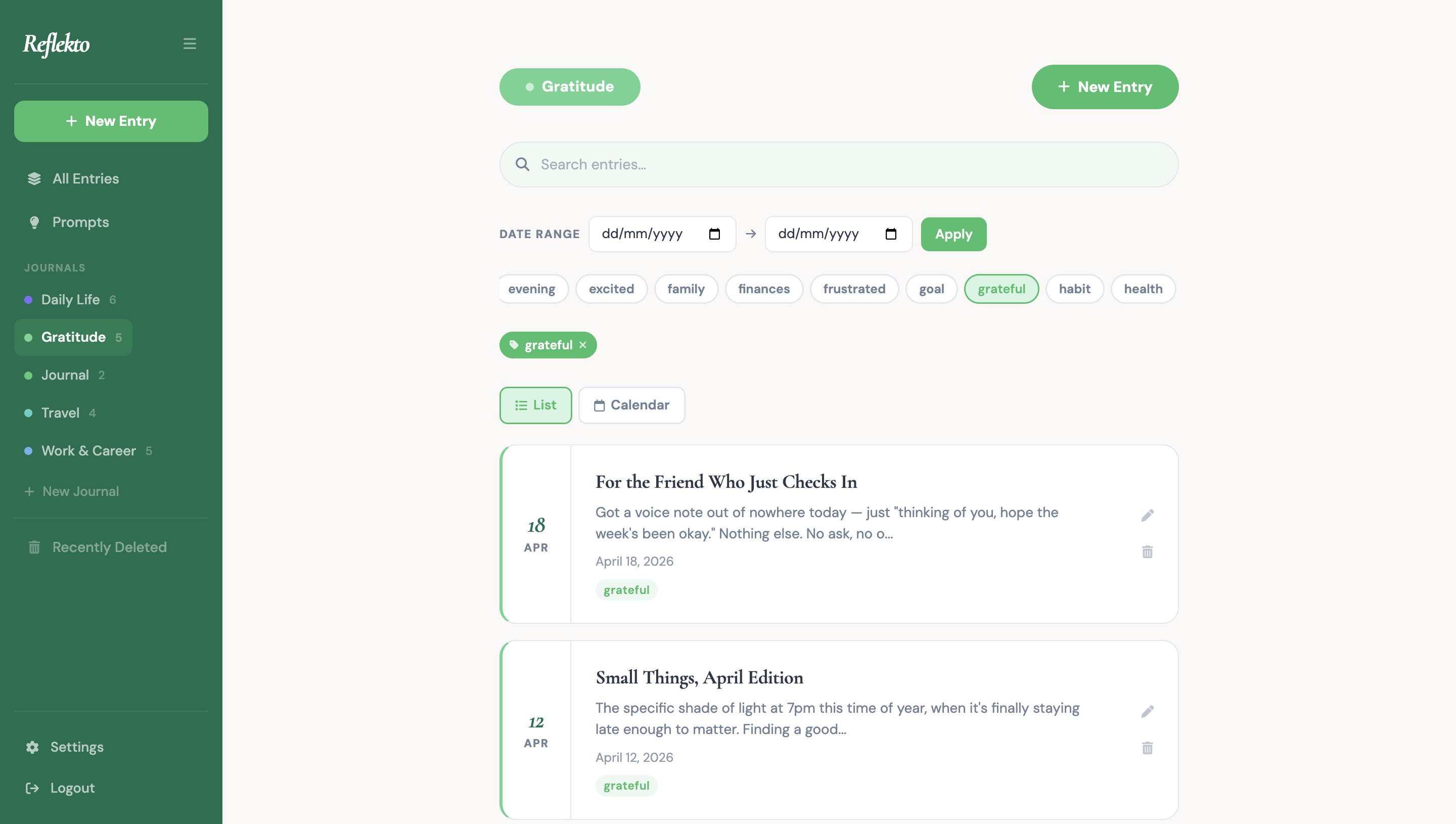 Reflekto search and tags